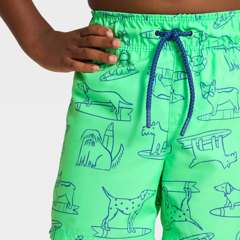 slide 3 of 3, Toddler Boys' Surfing Dogs Swim Trunks - Cat & Jack™ Bright Green 5T, 1 ct