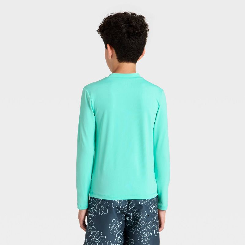 slide 2 of 3, Boys' Rash Guard Top - Cat & Jack™ Turquoise Blue XL, 1 ct