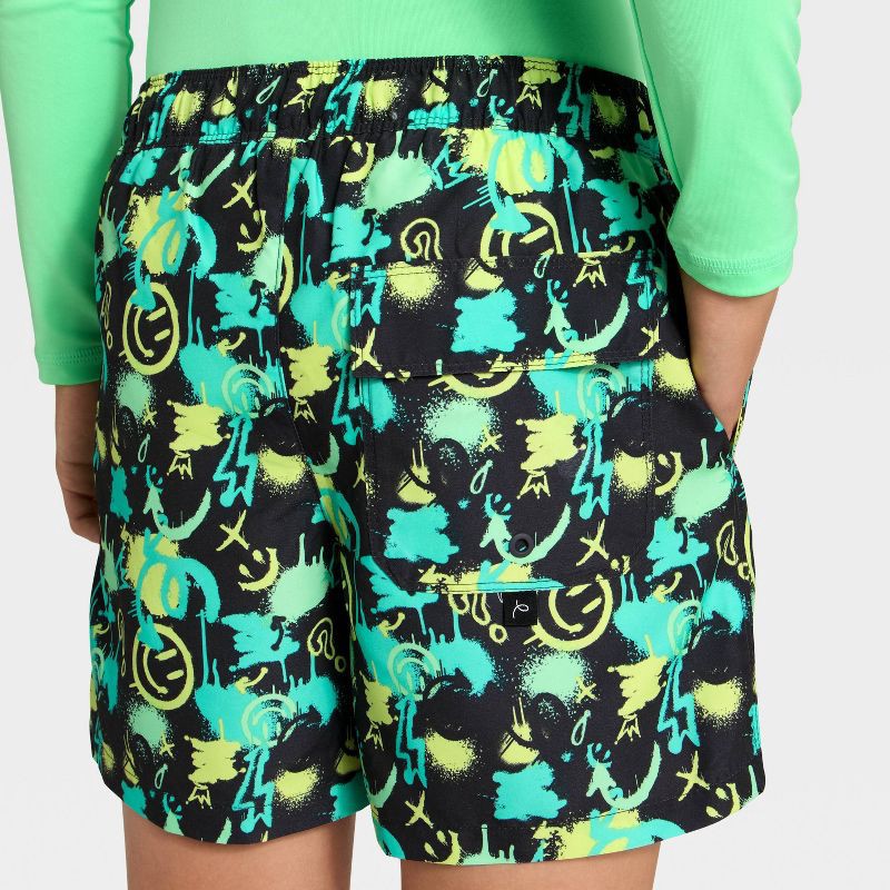 slide 3 of 3, Boys' Swim Shorts - art class™ Black/Vibrant Mint/Fresh Lime/Aqua Splash M, 1 ct