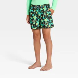 Boys' Swim Shorts - art class™ Black/Vibrant Mint/Fresh Lime/Aqua Splash M