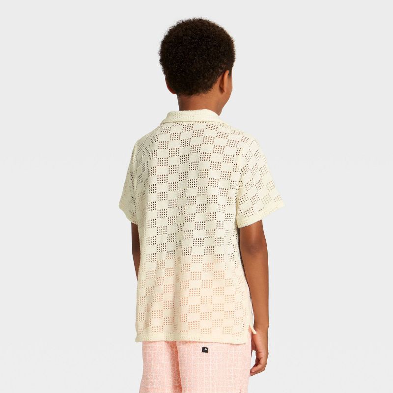 slide 2 of 3, Boys' Knit Button-Down and Cover-Up Top - art class™ Cream S, 1 ct