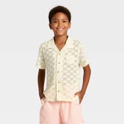 Boys' Knit Button-Down and Cover-Up Top - art class™ Cream M