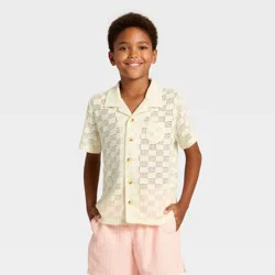 Boys' Knit Button-Down and Cover-Up Top - art class™ Cream XL
