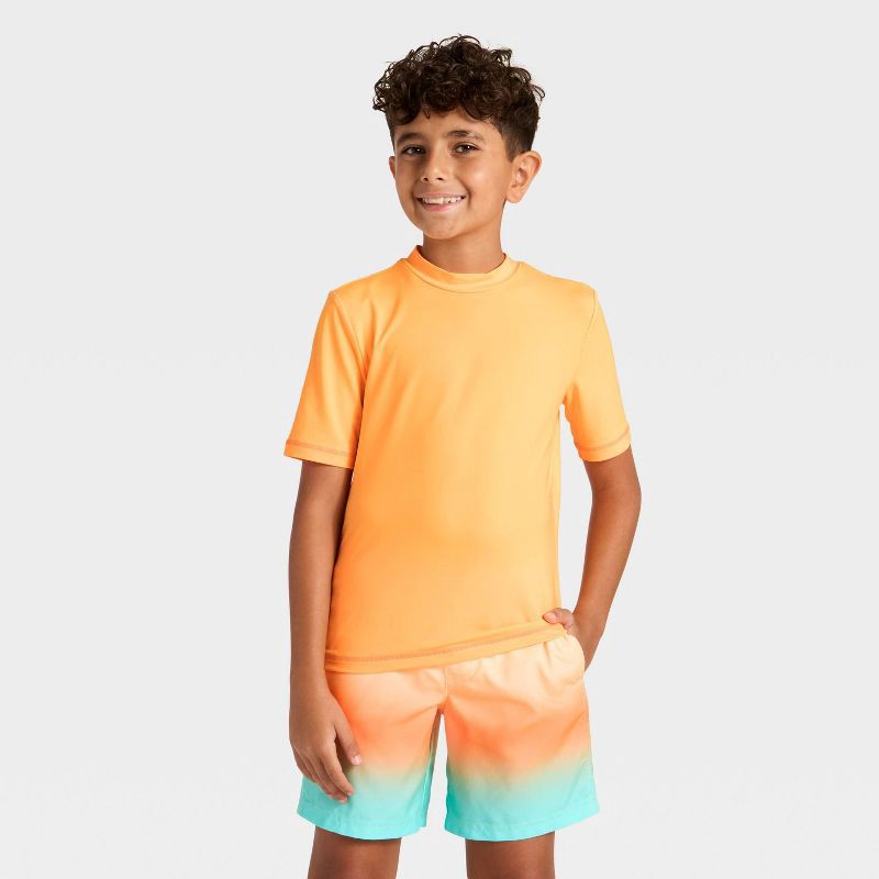 slide 1 of 3, Boys' Rash Guard Top - Cat & Jack™ Yellow XS, 1 ct