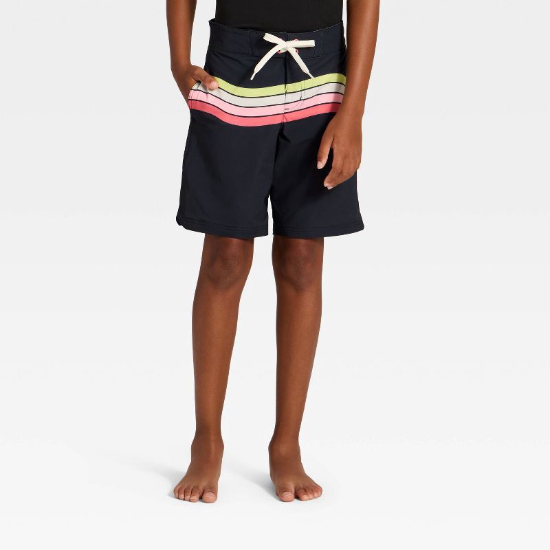slide 1 of 3, Boys' Swim Shorts - art class™ Black 6, 1 ct