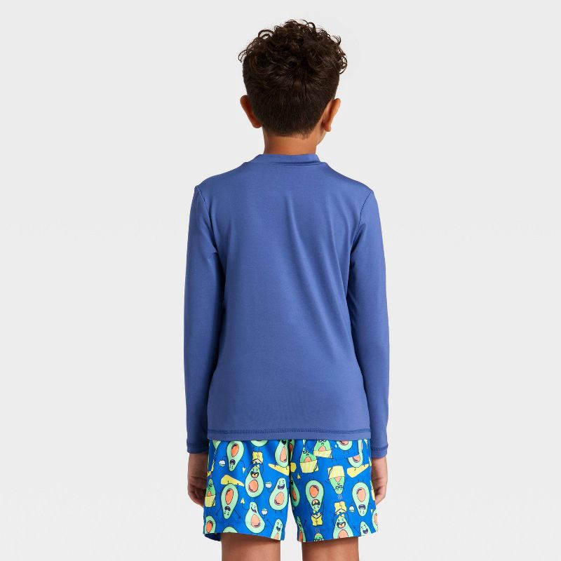 slide 2 of 3, Boys' Rash Guard Top - Cat & Jack™ Navy Blue M, 1 ct