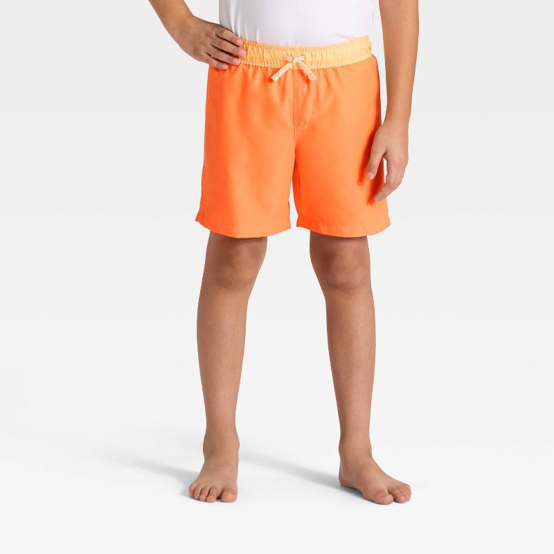 slide 1 of 3, Boys' Colorblocked Trunk Swim Shorts - Cat & Jack™ Orange S, 1 ct