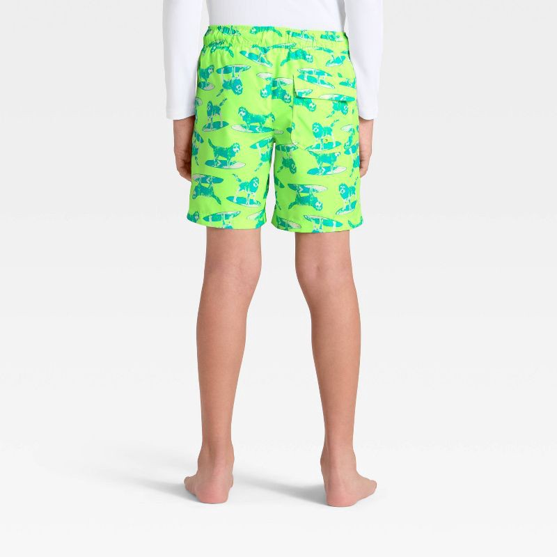slide 2 of 3, Boys' Surfing Dog Trunk Swim Shorts - Cat & Jack™ Lime Green S, 1 ct