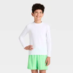 Boys' Long Sleeve Rash Guard Top - Cat & Jack™ White L