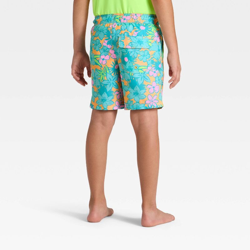 slide 2 of 3, Boys' Floral Trunk Swim Shorts - Cat & Jack™ Starry Yellow/Teal/Lime M, 1 ct