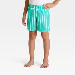 Boys' Pinstripe Trunk Swim Shorts - Cat & Jack™ Teal Green XS