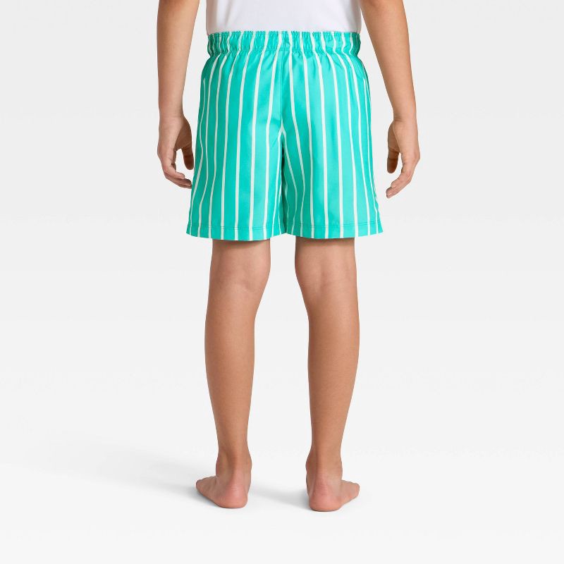 slide 2 of 3, Boys' Pinstripe Trunk Swim Shorts - Cat & Jack™ Teal Green M, 1 ct