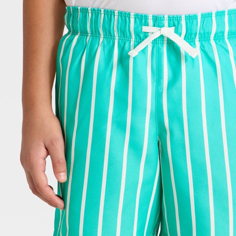 slide 3 of 3, Boys' Pinstripe Trunk Swim Shorts - Cat & Jack™ Teal Green M, 1 ct