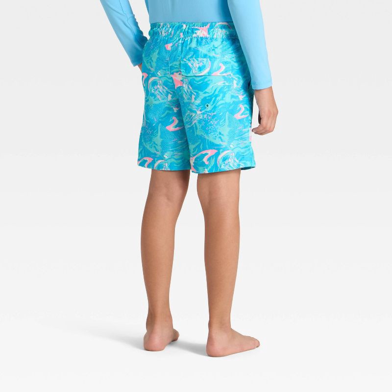 slide 2 of 3, Boys' Sealife Trunk Swim Shorts - Cat & Jack™ Aqua Blue XL, 1 ct