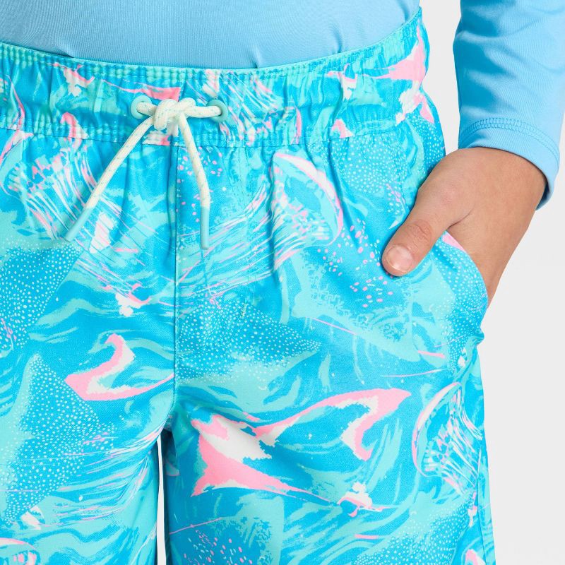 slide 3 of 3, Boys' Sealife Trunk Swim Shorts - Cat & Jack™ Aqua Blue XL, 1 ct