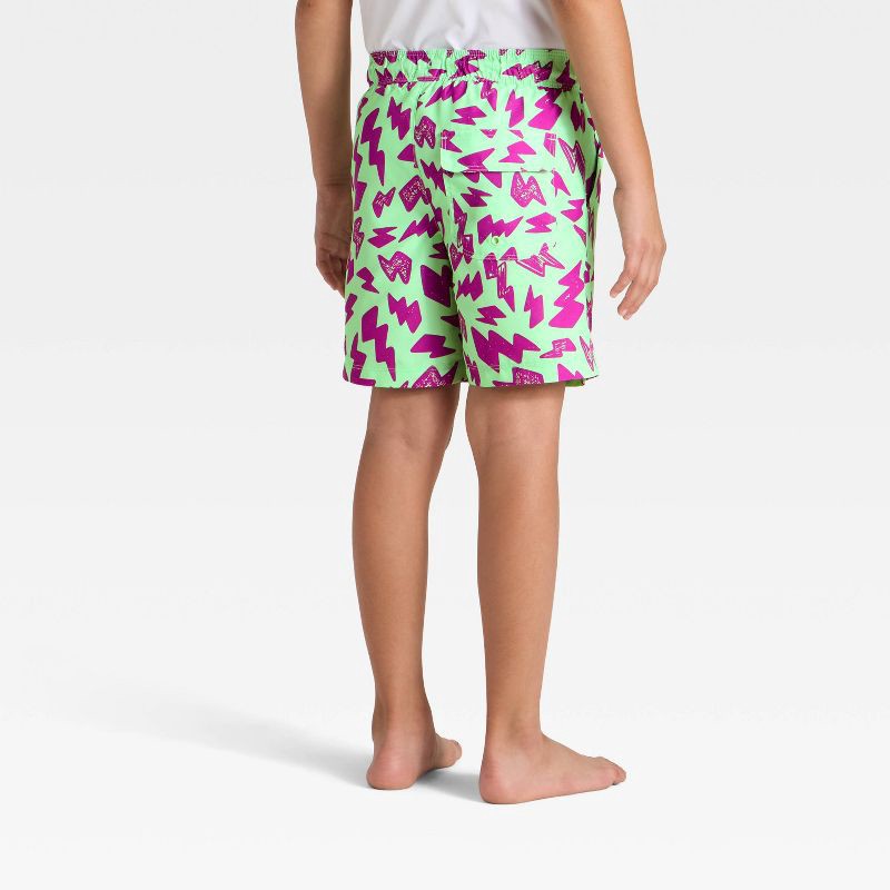 slide 2 of 3, Boys' Thunder Bolt Trunk Swim Shorts - Cat & Jack™ Vibrant Green/Purple S, 1 ct