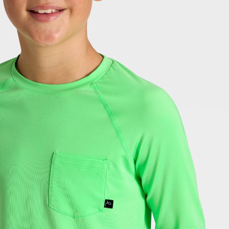 slide 3 of 3, Boys' Rash Guard Top - art class™ Green L, 1 ct