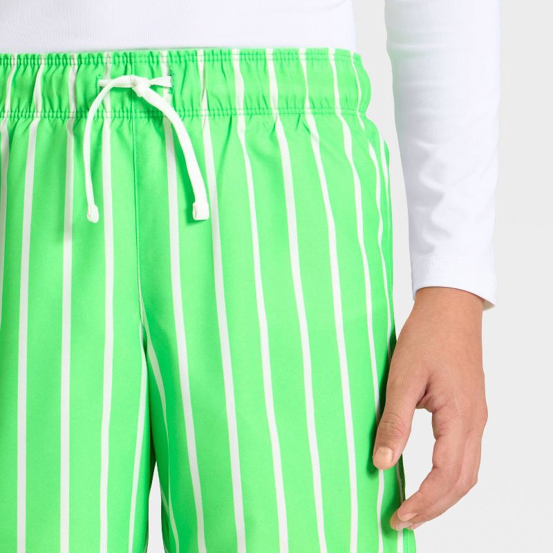 slide 3 of 3, Boys' Pinstripe Trunk Swim Shorts - Cat & Jack™ Green XS, 1 ct