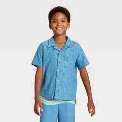 Boys' Knit Button-Down and Cover-Up Top - art class™ Blue S