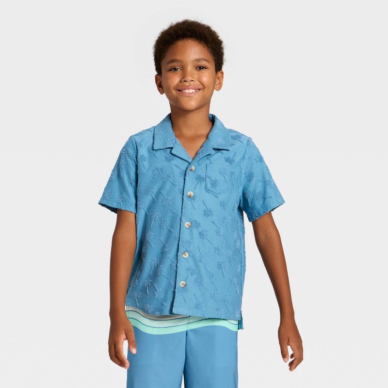 slide 1 of 3, Boys' Knit Button-Down and Cover-Up Top - art class™ M, 1 ct