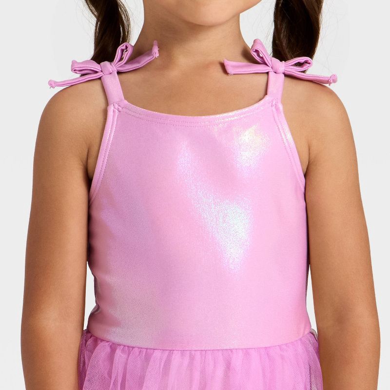slide 3 of 3, Toddler Girls' Shiny Tutu One Piece Swimsuit - Cat & Jack™ Lavender 5T, 1 ct