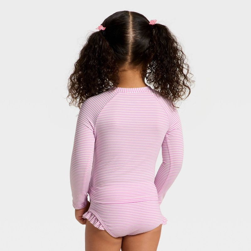 slide 3 of 3, Infant Girls' Long Sleeve Two Piece Ribbed Rash Guard Swimsuit Set - Cat & Jack™ Pink 12M, 1 ct