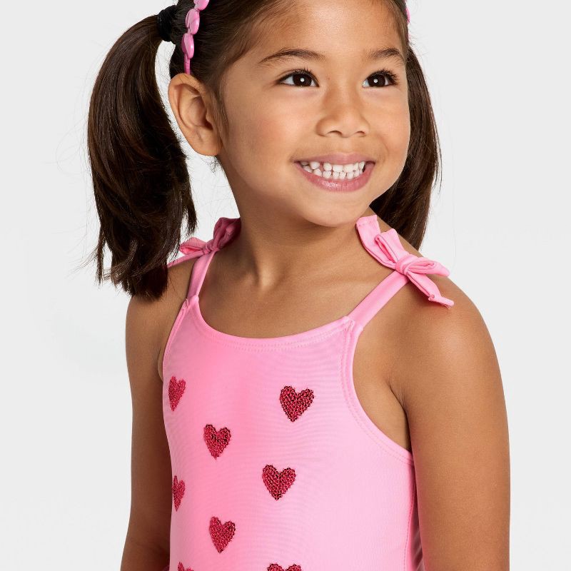slide 2 of 3, Infant Girls' Sequin Heart Tutu One Piece Swimsuit - Cat & Jack™ Pink 18M, 1 ct