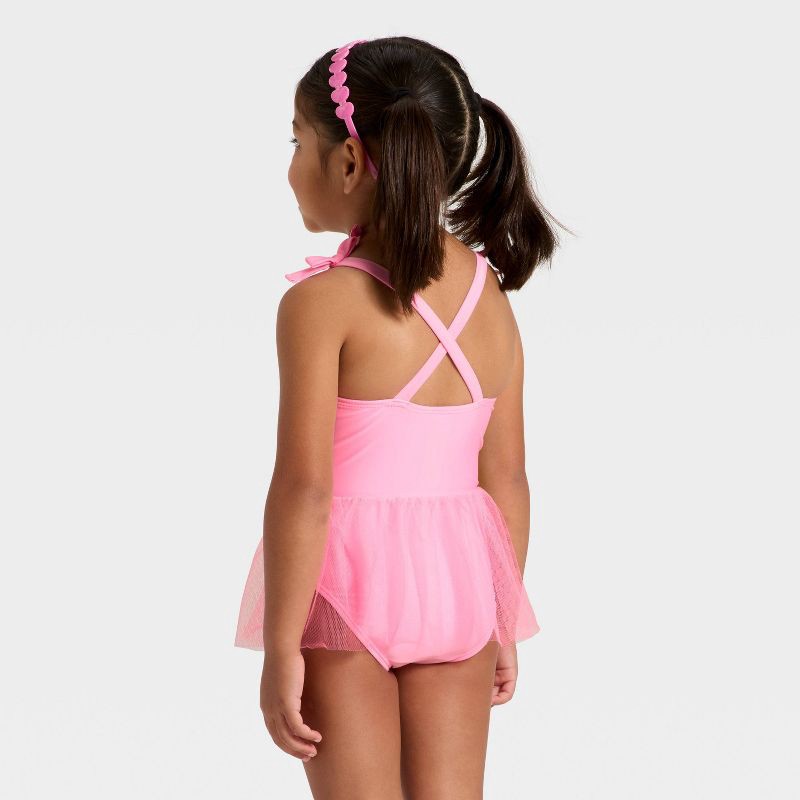 slide 2 of 3, Toddler Girls' Sequin Heart Tutu One Piece Swimsuit - Cat & Jack™ Pink 5T, 1 ct