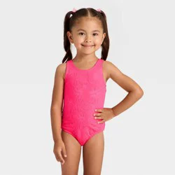 Infant Girls' Jacquard Floral One Piece Swimsuit - Cat & Jack™ Bright Pink 18M