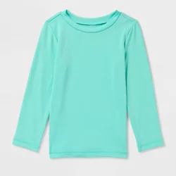 Baby Long Sleeve Solid Swim Rash Guard Top - Cat & Jack™ Bright Aqua 18M