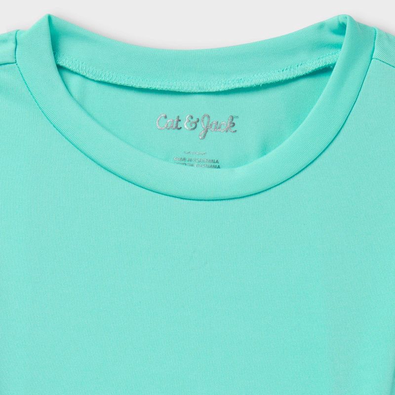 slide 3 of 3, Toddler Long Sleeve Solid Swim Rash Guard Top - Cat & Jack™ Bright Aqua 2T, 1 ct