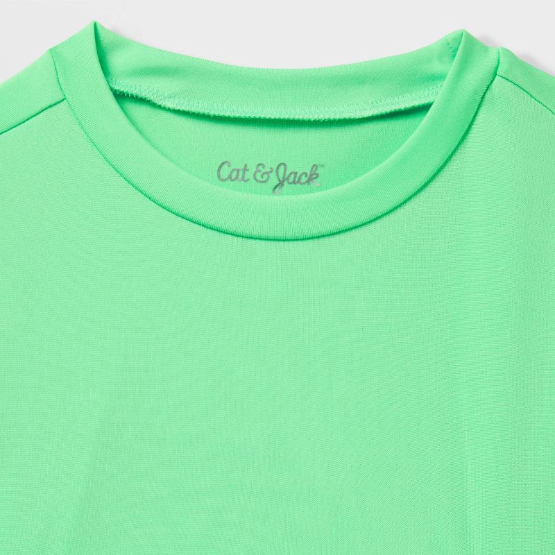 slide 3 of 3, Toddler Long Sleeve Solid Swim Rash Guard Top - Cat & Jack™ Bright Green 5T, 1 ct