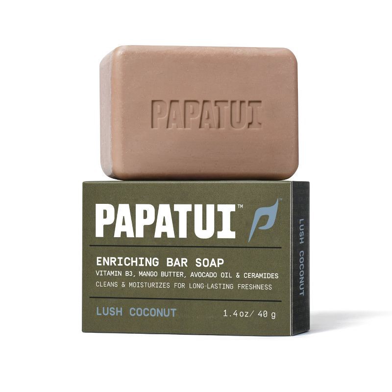 slide 2 of 10, Papatui Men's Exfoliating and Hydrating Sulfate-Free Mango Butter, Avocado Oil and Ceramides Mini Bar Soap - Lush Coconut - 1.4oz, 1.4 oz