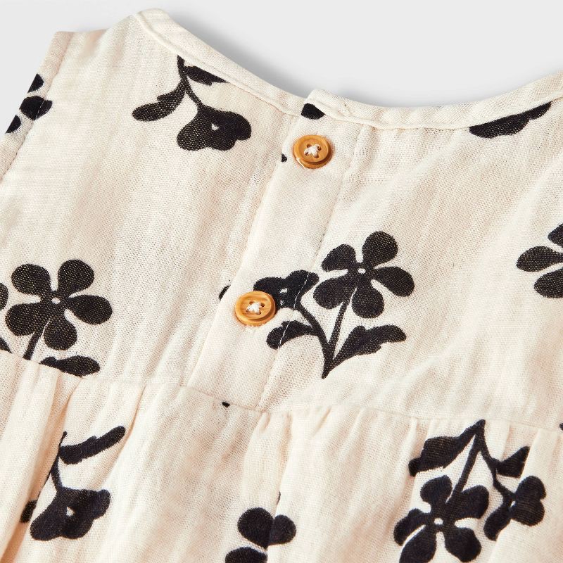 slide 3 of 4, Baby Girls' Floral Tank Romper - Cat & Jack™ Cream 3-6M, 1 ct