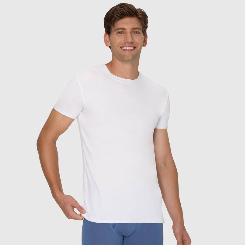 slide 3 of 8, Hanes Men's Cotton Stretch Crewneck Shirt - White S, 1 ct