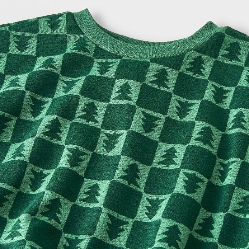 slide 3 of 4, Baby 2pc Holiday Checkered Christmas Tree Fleece Sweatshirt and Pull-On Pants Set - Cat & Jack™ Green 12M, 2 ct