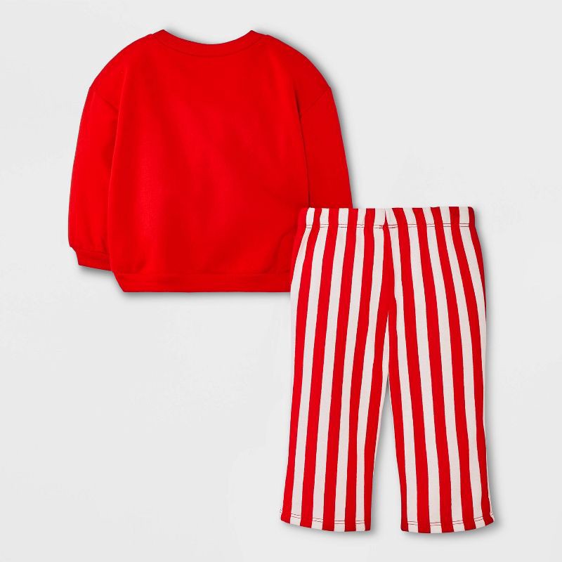 slide 2 of 4, Baby 2pc Christmas Holiday Santa Fleece Sweatshirt and Pull-On Pants Set - Cat & Jack™ Red Newborn, 2 ct