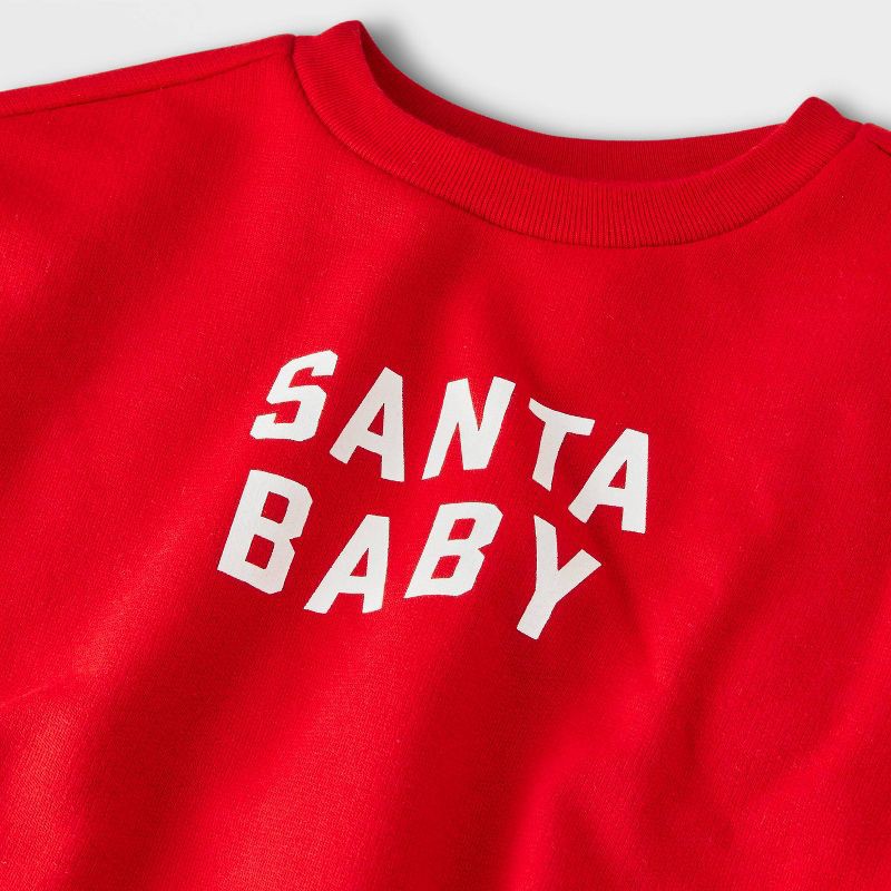 slide 3 of 4, Baby 2pc Christmas Holiday Santa Fleece Sweatshirt and Pull-On Pants Set - Cat & Jack™ Red Newborn, 2 ct