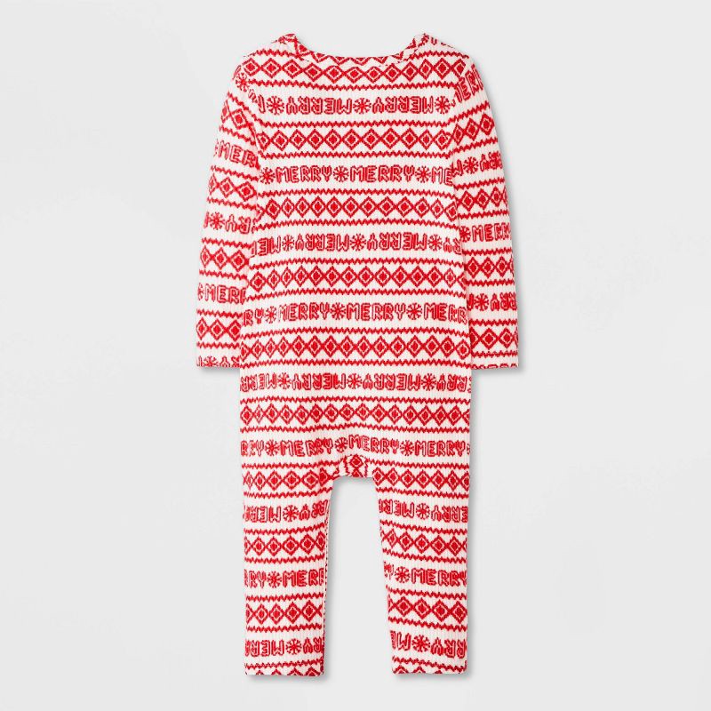slide 2 of 4, Baby Christmas Holiday Fair Isle Ribbed Romper - Cat & Jack™ Red Newborn, 1 ct