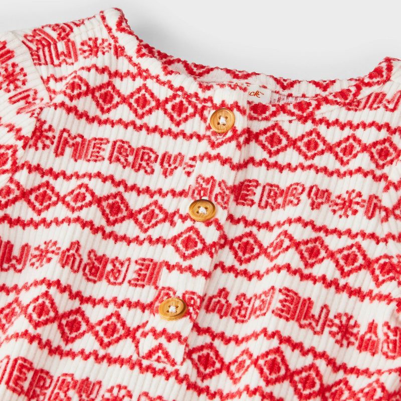slide 3 of 4, Baby Christmas Holiday Fair Isle Ribbed Romper - Cat & Jack™ Red Newborn, 1 ct
