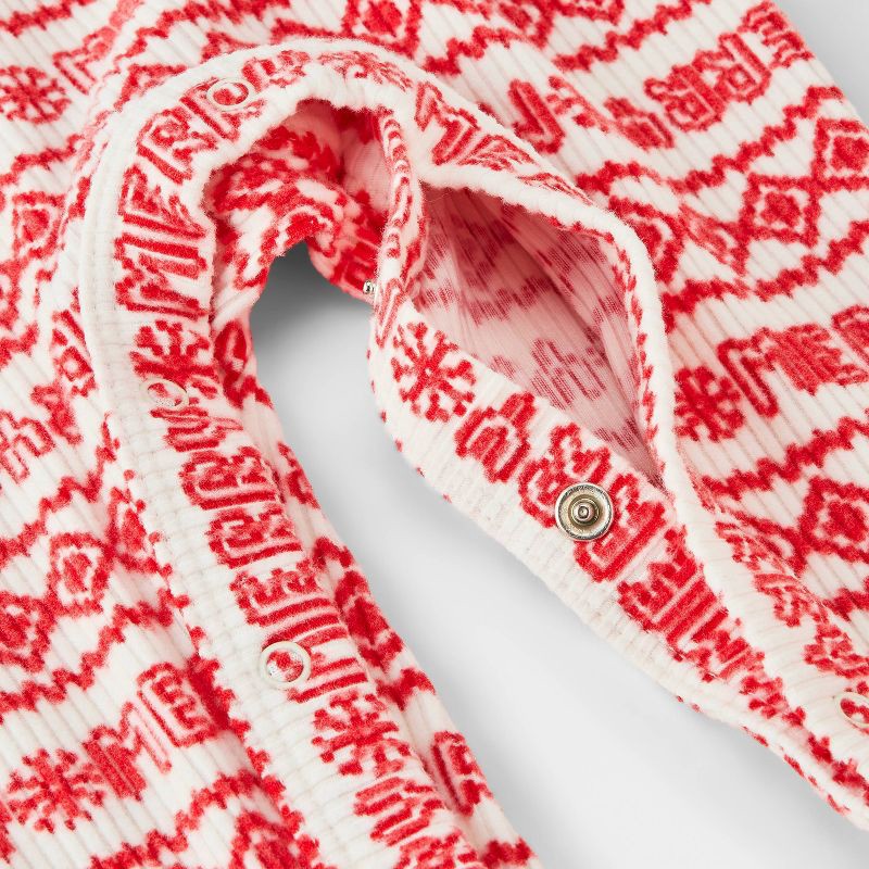 slide 4 of 4, Baby Christmas Holiday Fair Isle Ribbed Romper - Cat & Jack™ Red Newborn, 1 ct