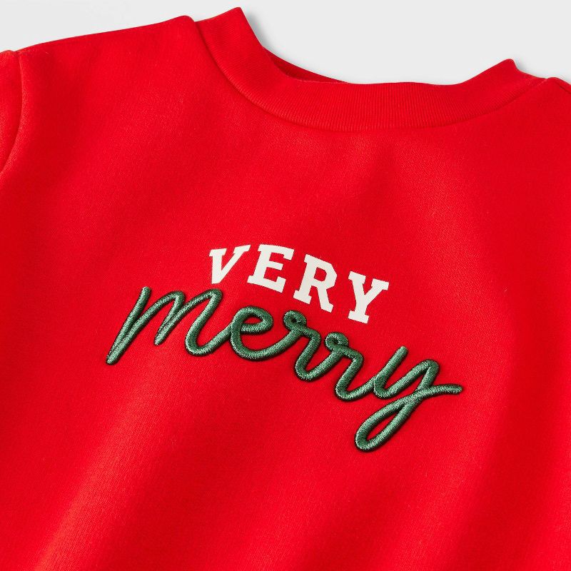 slide 3 of 4, Baby Christmas Holiday Very Merry Sweatshirt Romper - Cat & Jack™ Red 12M, 1 ct