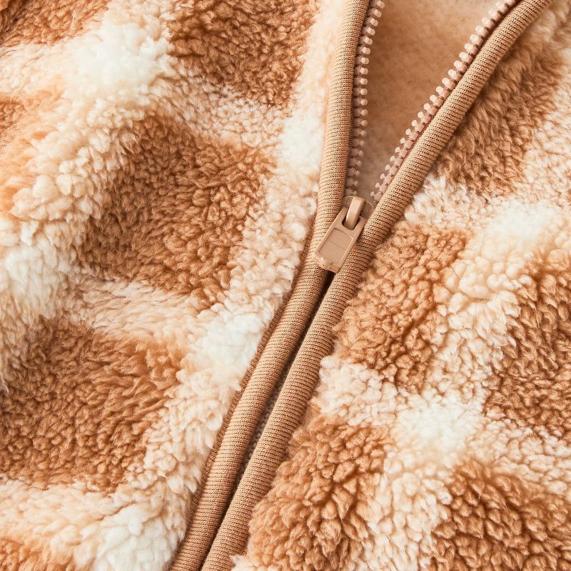 slide 4 of 4, Baby Plaid Faux Shearling Hooded Jacket - Cat & Jack™ Brown Newborn, 1 ct