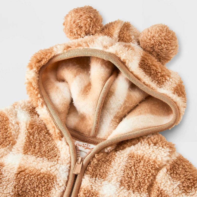 slide 2 of 4, Baby Plaid Faux Shearling Hooded Jacket - Cat & Jack™ Brown Newborn, 1 ct