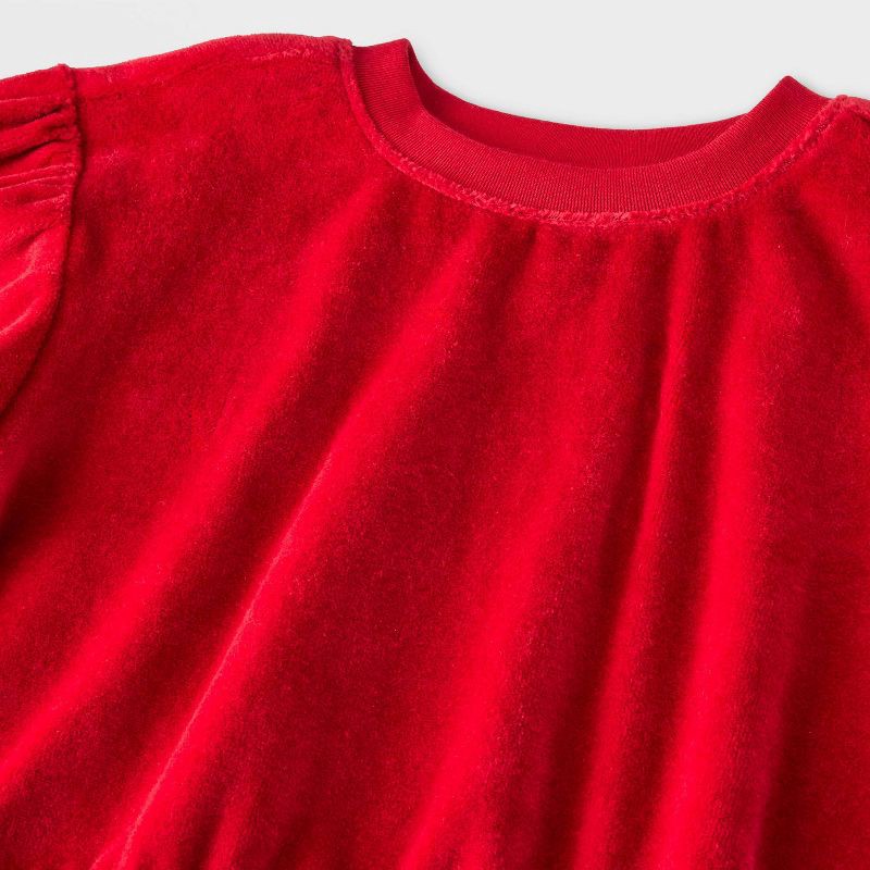 slide 3 of 4, Baby Girls' 2pc Cozy Velour Sweatshirt and Jogger Pants Set - Cat & Jack™ Red 3-6M, 2 ct