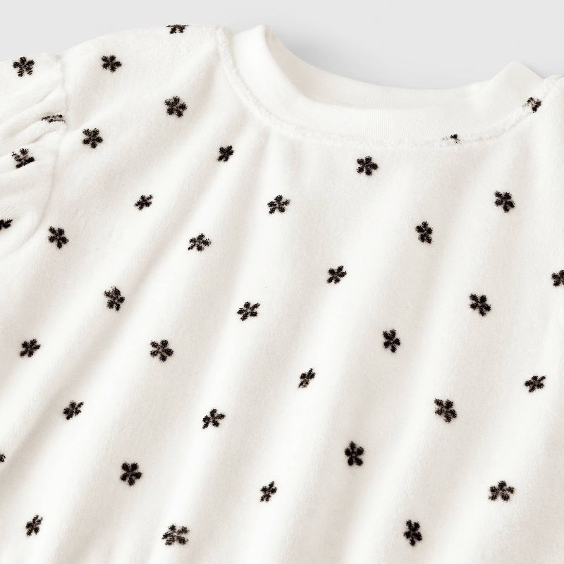 slide 3 of 4, Baby Girls' 2pc Cozy Velour Floral Sweatshirt and Jogger Pants Set - Cat & Jack™ Cream Newborn, 2 ct