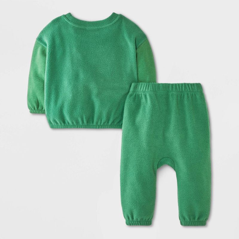 slide 4 of 4, Baby Boys' 2pc Fleece Sweatshirt and Jogger Pants Set - Cat & Jack™ Green Newborn, 2 ct