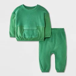 Baby Boys' 2pc Fleece Sweatshirt and Jogger Pants Set - Cat & Jack™ Green 12M