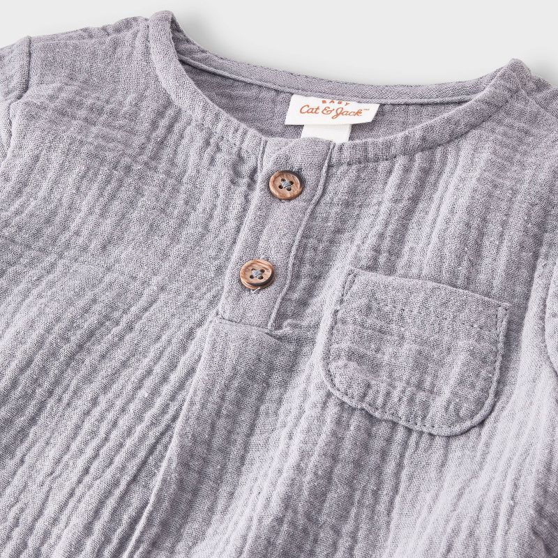 slide 4 of 4, Baby Boys' Henley Gauze Shirt and Pants Set - Cat & Jack™ Gray 18M, 1 ct