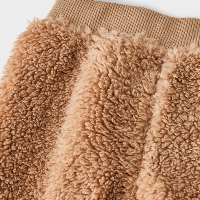 slide 3 of 4, Baby 2pc Faux Shearling Teddy Bear Sweatshirt and Jogger Pants Set - Cat & Jack™ Brown 3-6M, 2 ct